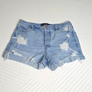 Women Hollister Distressed Light Blue Denim Shorts
